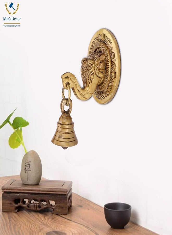 Mla's Decor Elephant Face Wall & Door Brass Decorative Bell Pair, Elephant Hangings for Decoration (300g Each). - Image 4